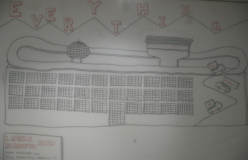 themuseumofeverything Il disegno che accoglie i visitatori e dà il tono della mostra